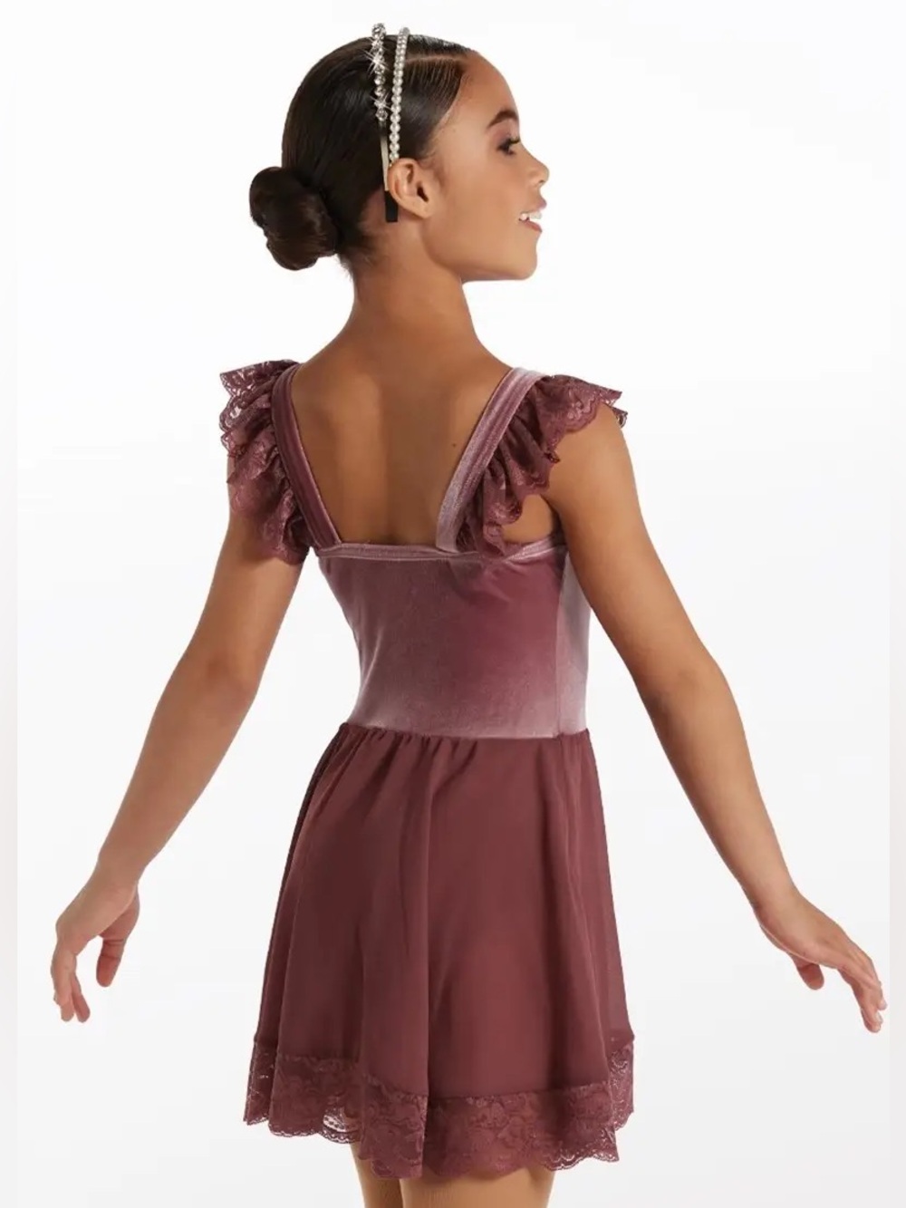 Weissman style 15817 size MC, Rose Velvet Sequin Dance recital Dress NWOT